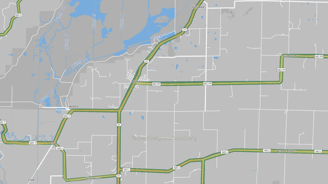 63960, MO Map of Noise Levels in 63960