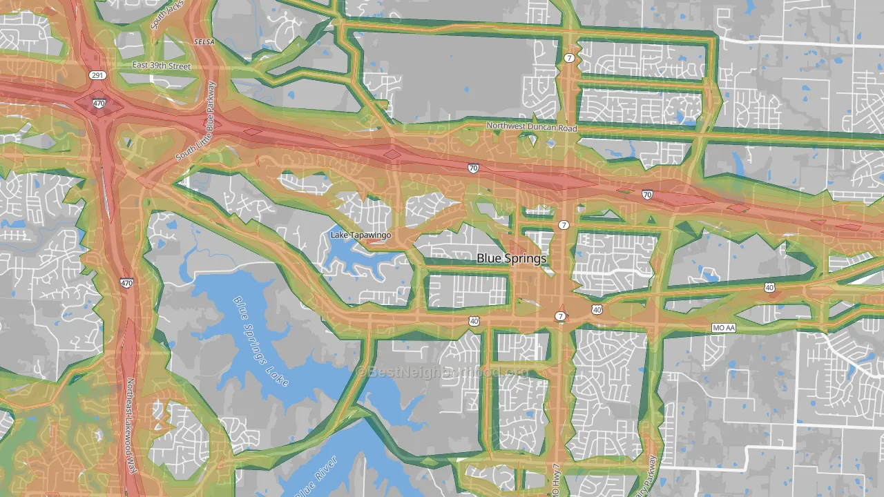 64015, MO Map of Noise Levels in 64015