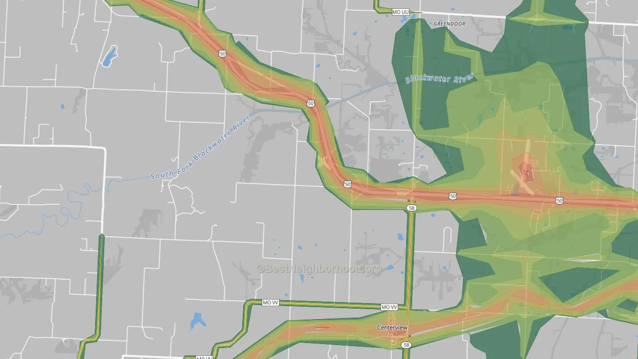 64019, MO Map of Noise Levels in 64019