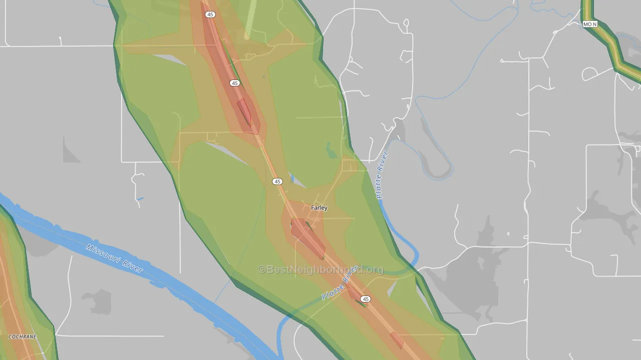 64028, MO Map of Noise Levels in 64028