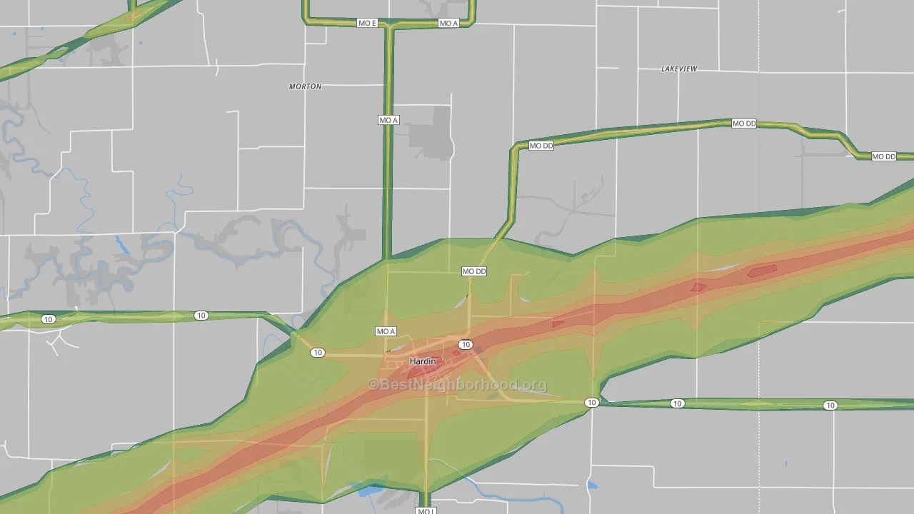 64035, MO Map of Noise Levels in 64035