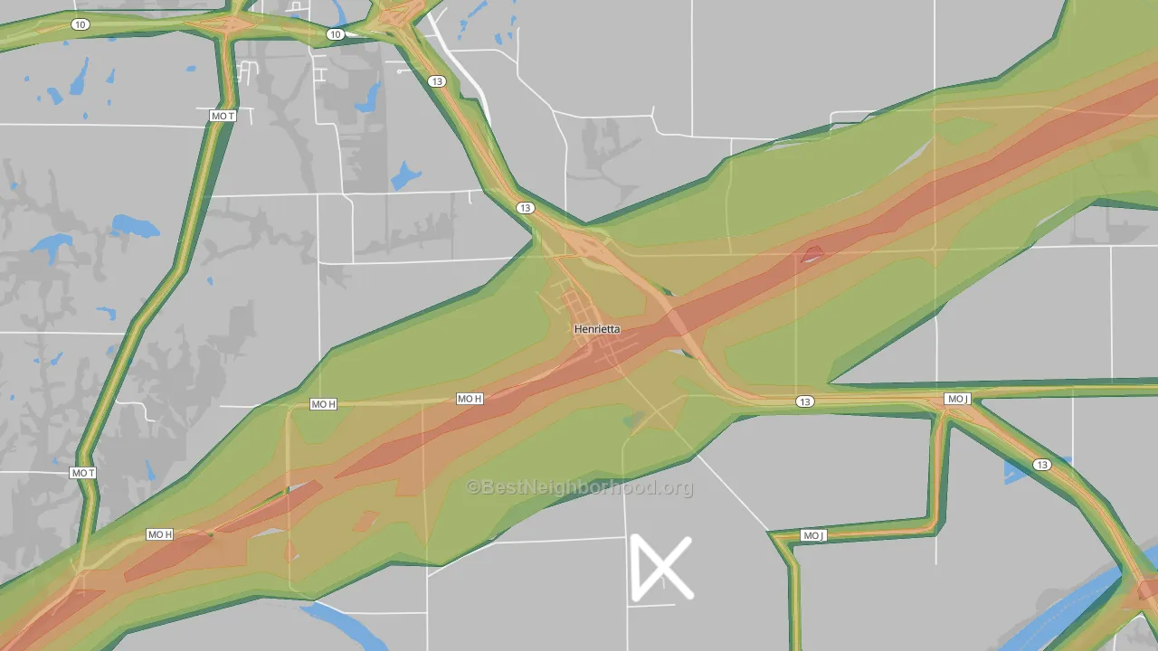 64036, MO Map of Noise Levels in 64036