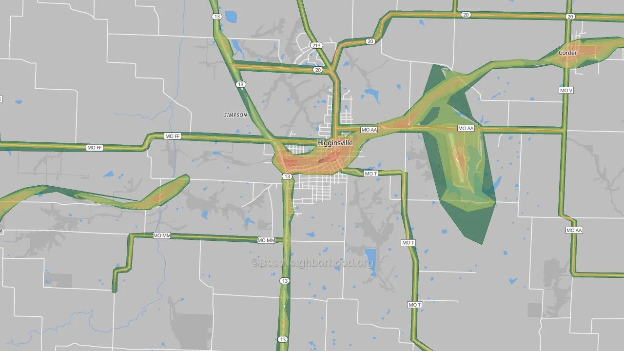 64037, MO Map of Noise Levels in 64037