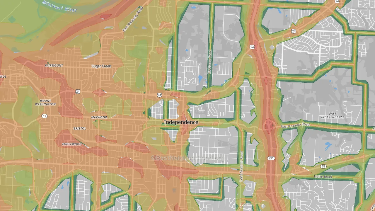 64050, MO Map of Noise Levels in 64050