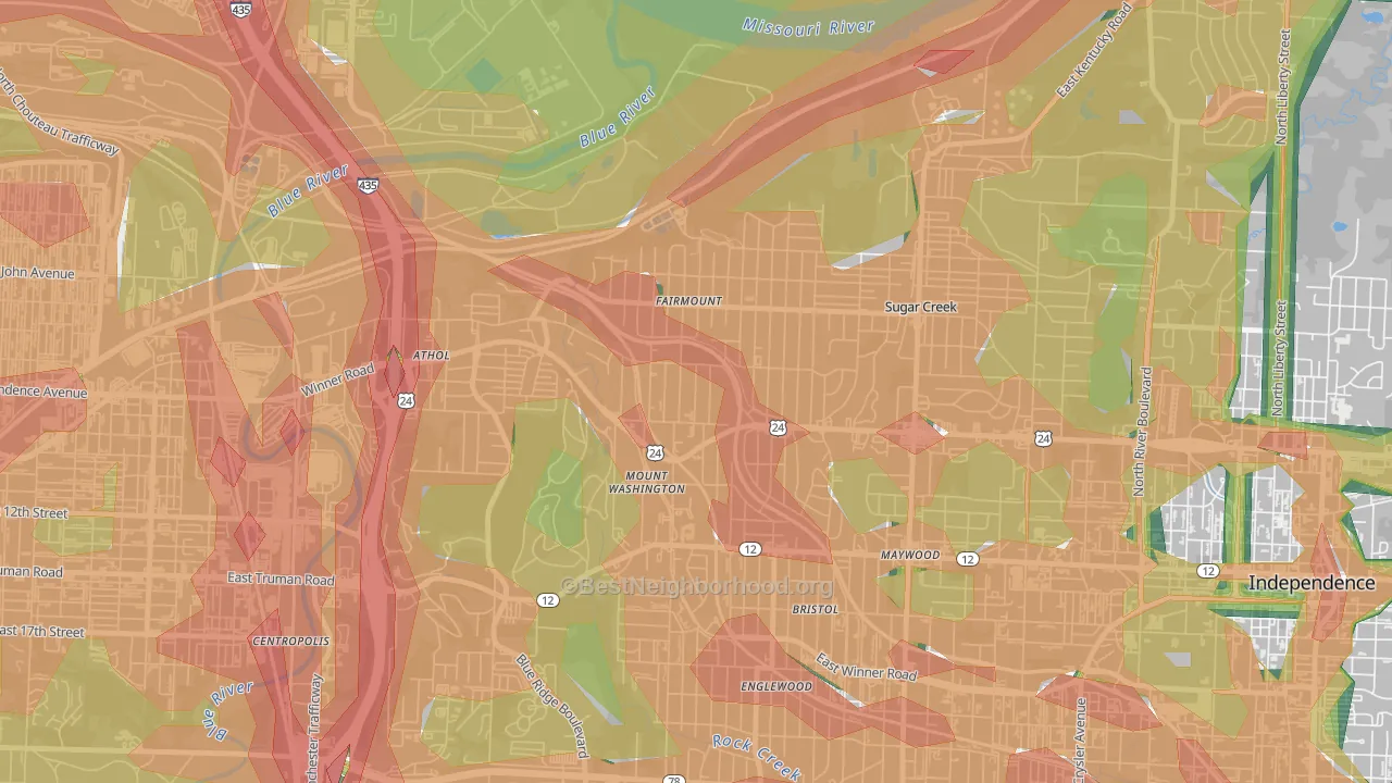 64053, MO Map of Noise Levels in 64053