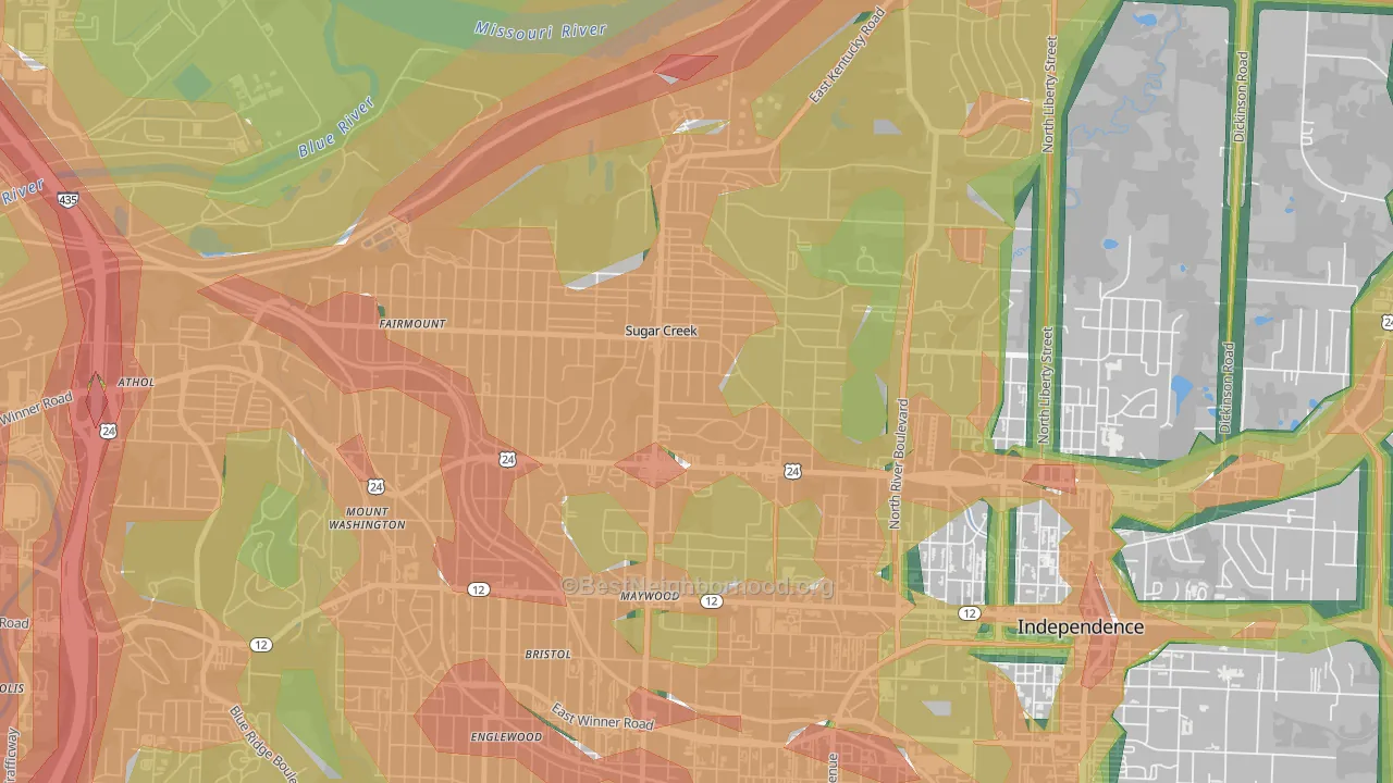 64054, MO Map of Noise Levels in 64054