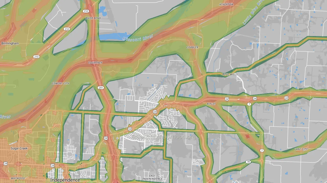 64058, MO Map of Noise Levels in 64058