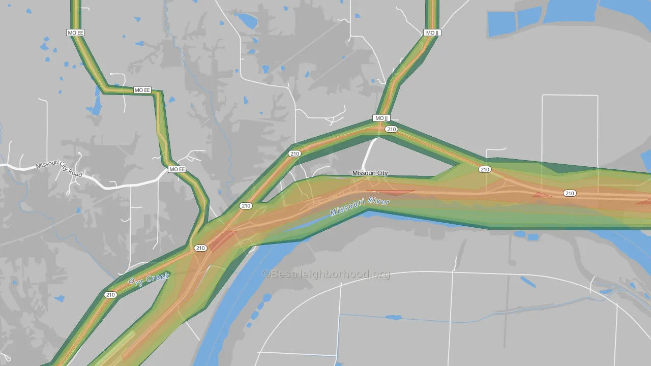 64072, MO Map of Noise Levels in 64072