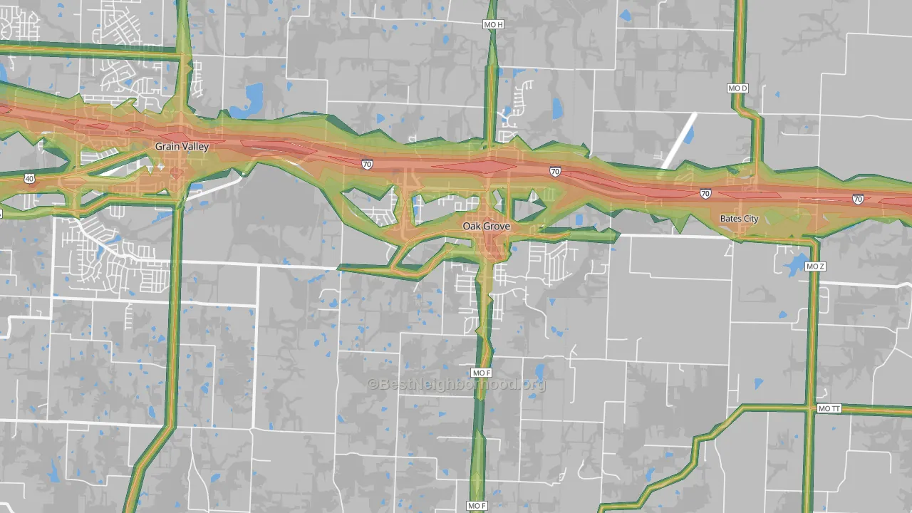 64075, MO Map of Noise Levels in 64075