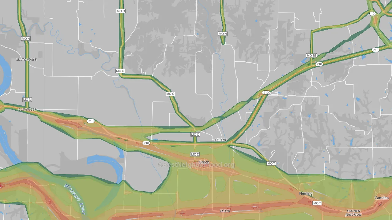 64077, MO Map of Noise Levels in 64077