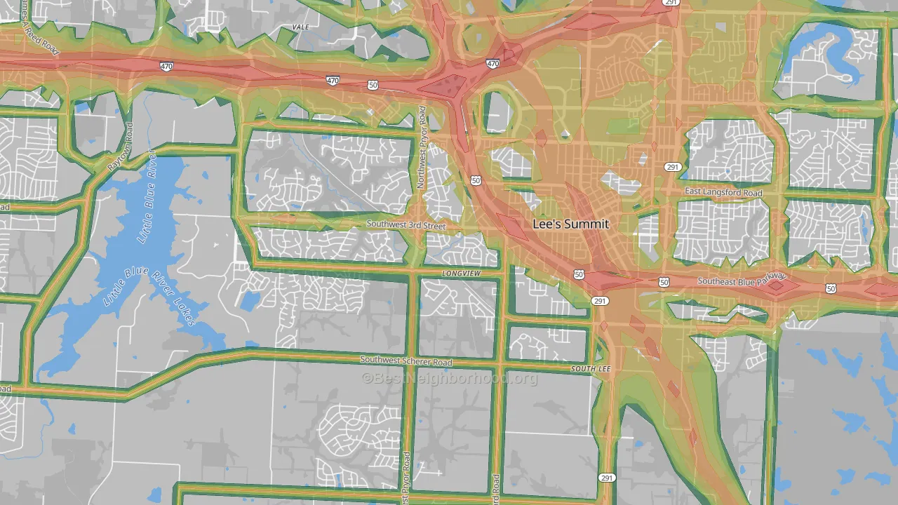64081, MO Map of Noise Levels in 64081