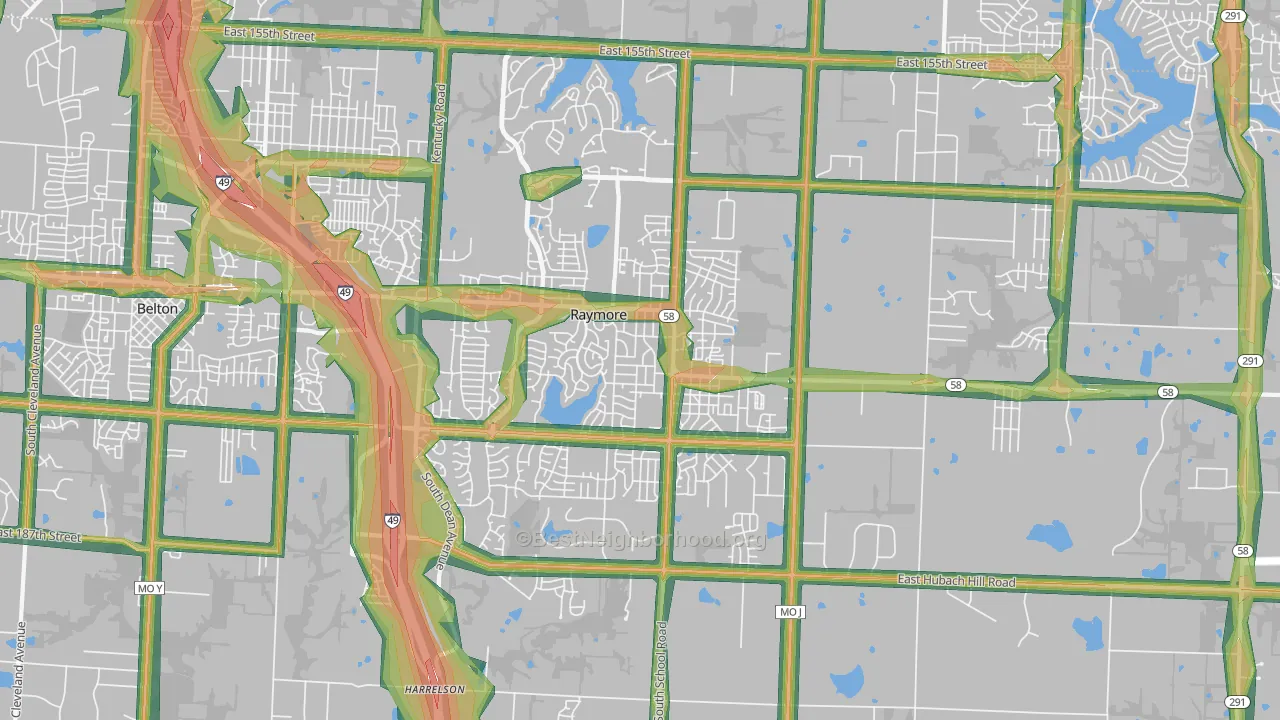 64083, MO Map of Noise Levels in 64083