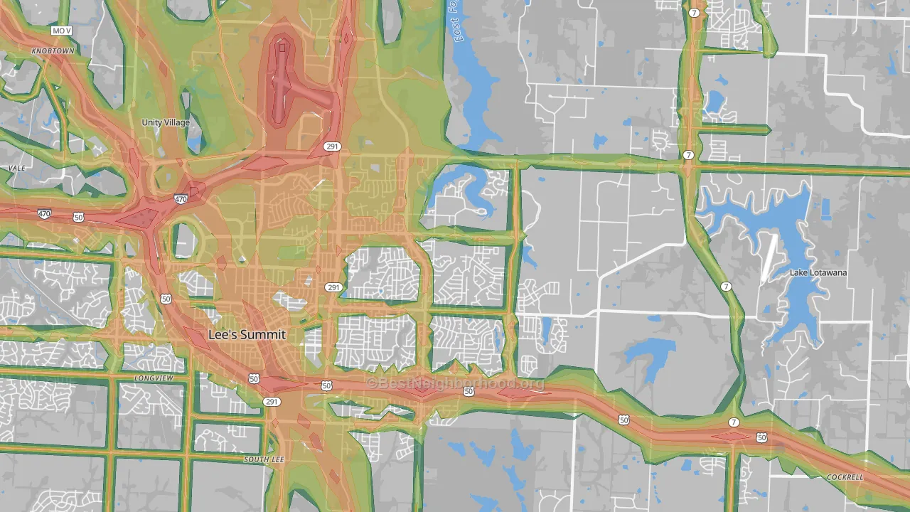 64086, MO Map of Noise Levels in 64086
