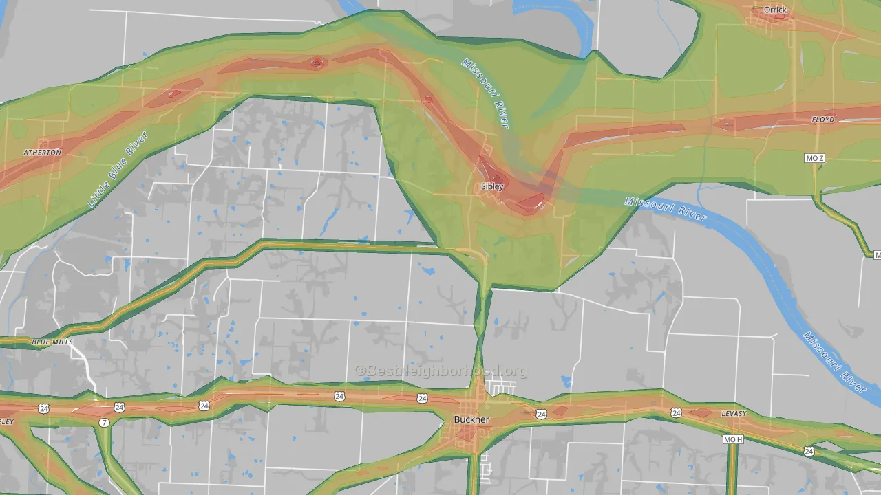 64088, MO Map of Noise Levels in 64088