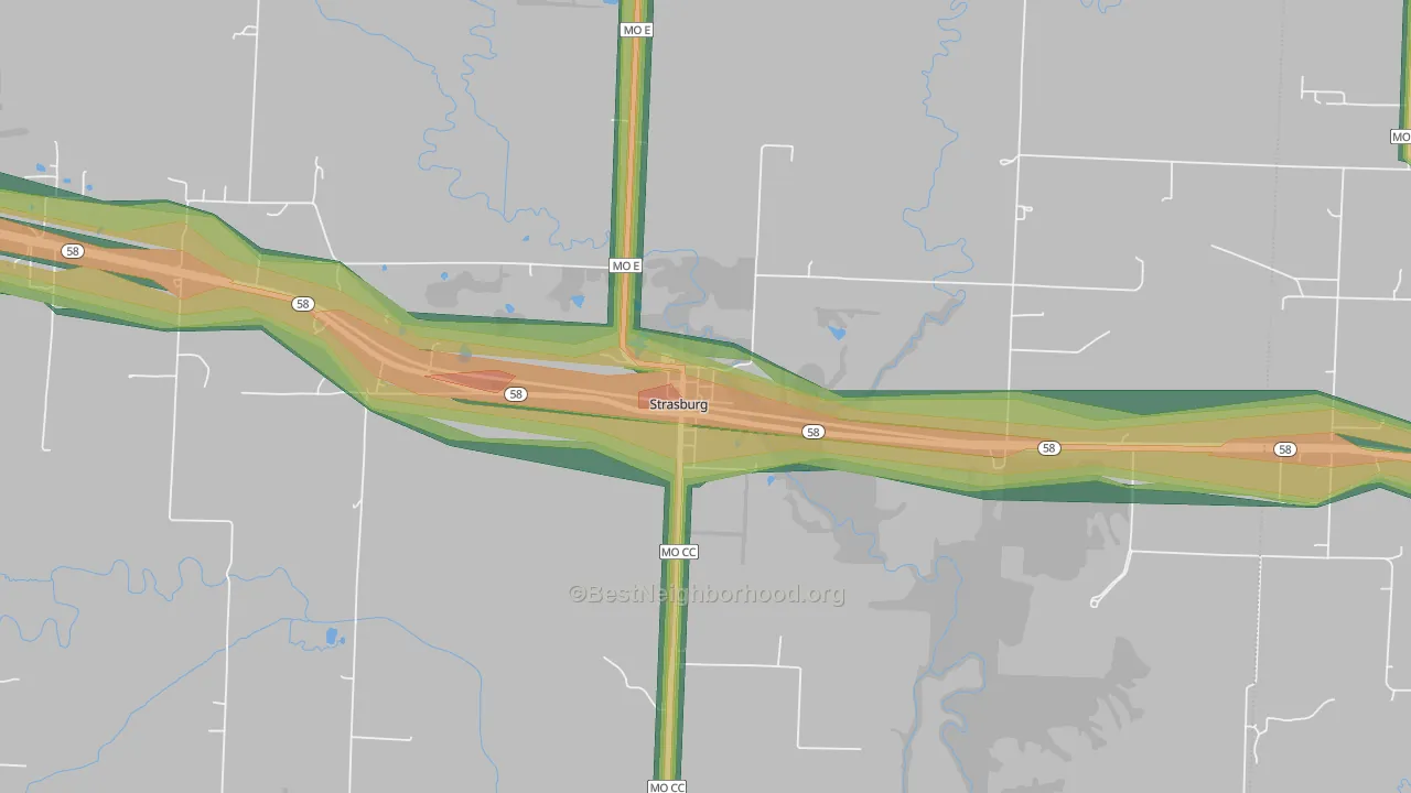 64090, MO Map of Noise Levels in 64090