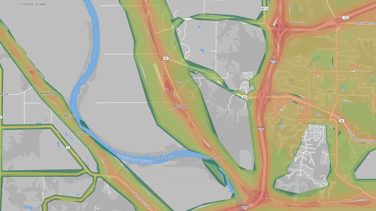 64092, MO Map of Noise Levels in 64092