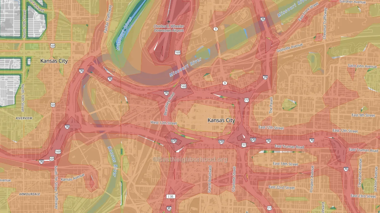 64105, MO Map of Noise Levels in 64105
