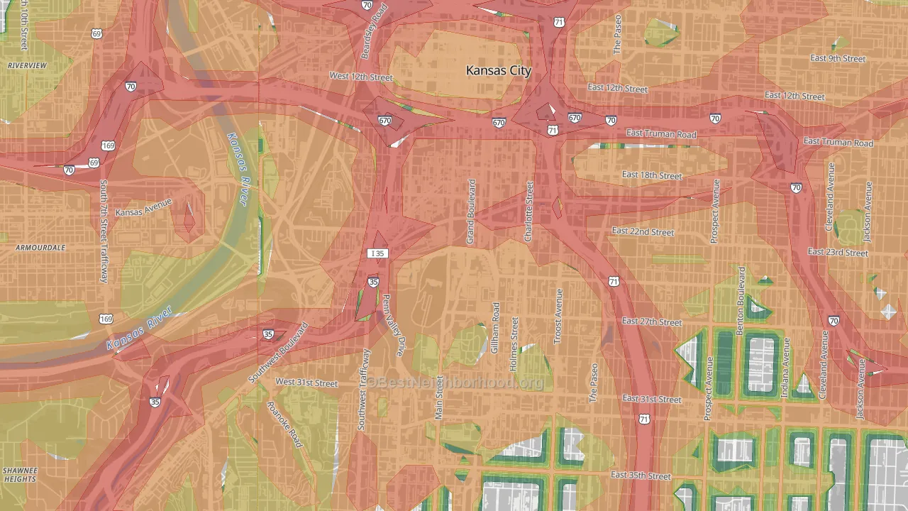 64108, MO Map of Noise Levels in 64108