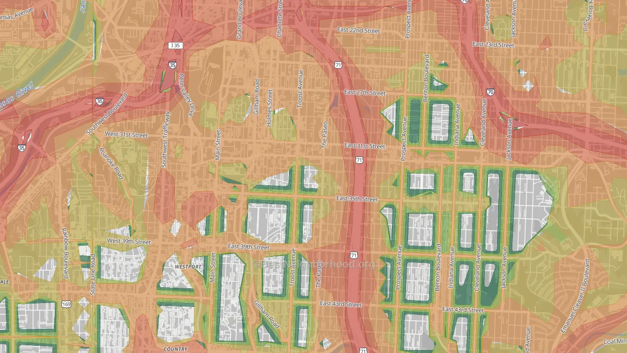 64109, MO Map of Noise Levels in 64109