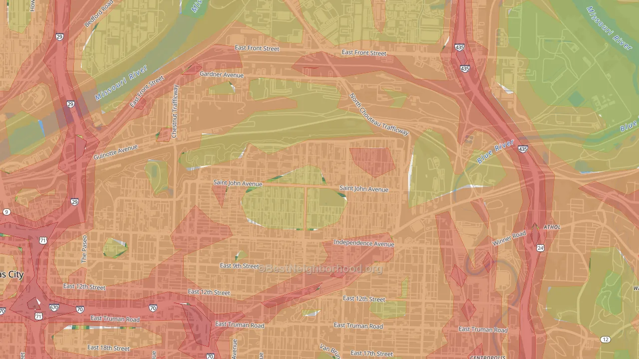 64123, MO Map of Noise Levels in 64123