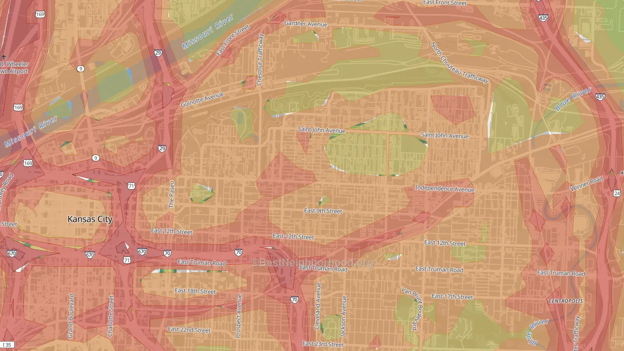 64124, MO Map of Noise Levels in 64124