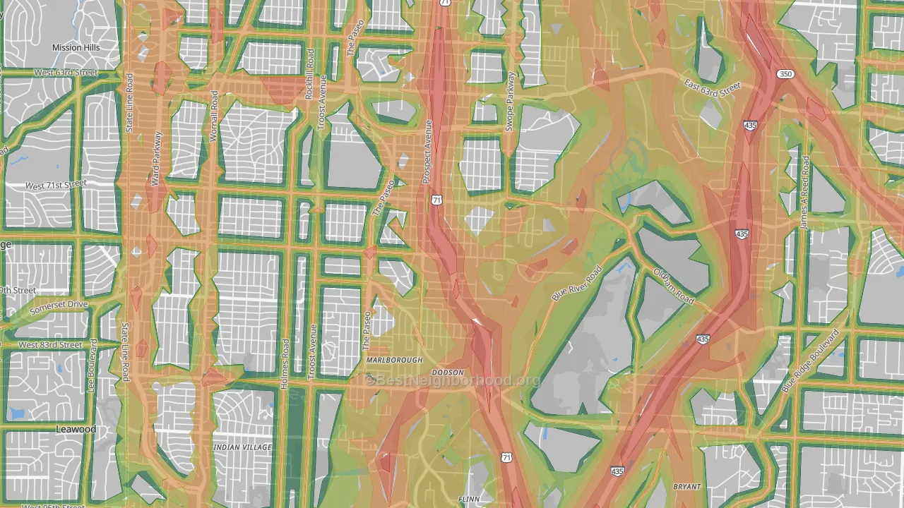 64132, MO Map of Noise Levels in 64132