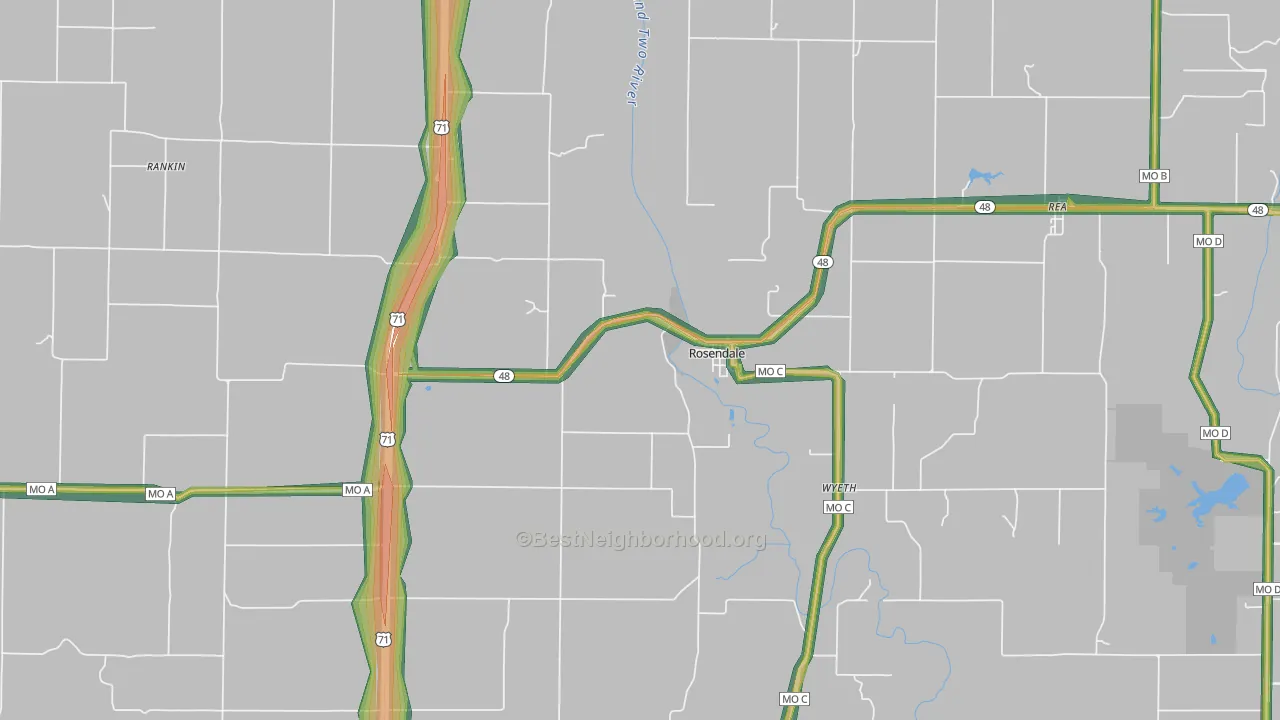 64483, MO Map of Noise Levels in 64483