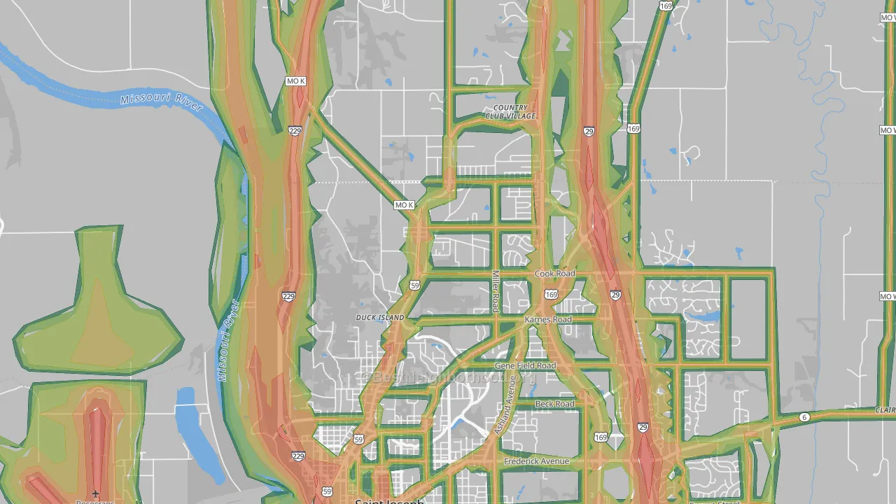 64505, MO Map of Noise Levels in 64505