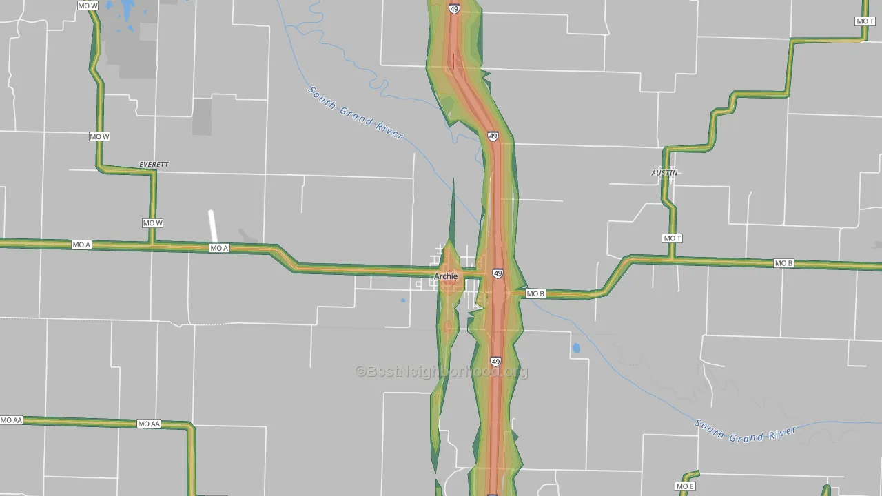 64725, MO Map of Noise Levels in 64725