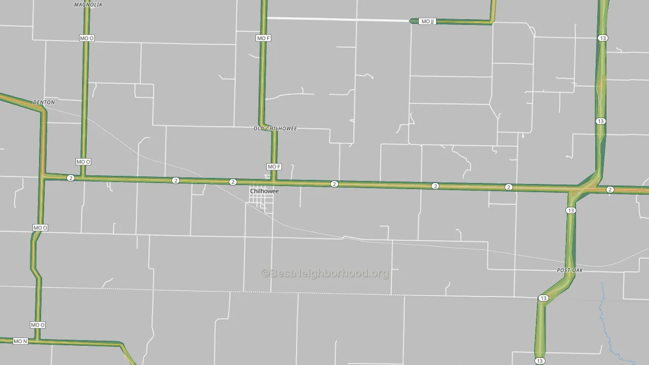 64733, MO Map of Noise Levels in 64733