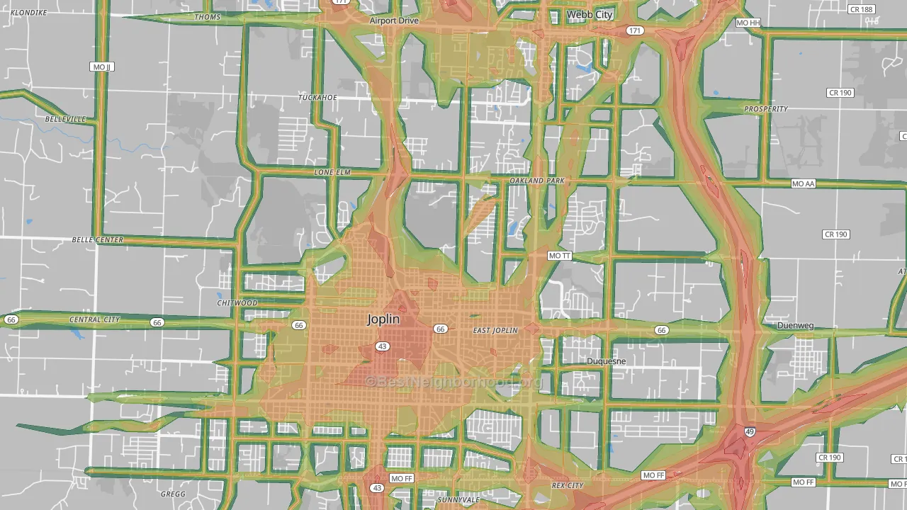 64801, MO Map of Noise Levels in 64801
