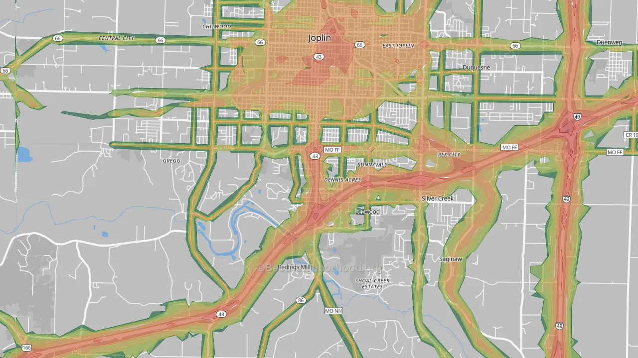 64804, MO Map of Noise Levels in 64804