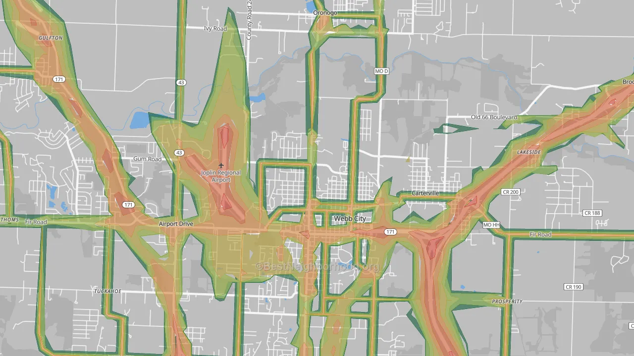 64870, MO Map of Noise Levels in 64870