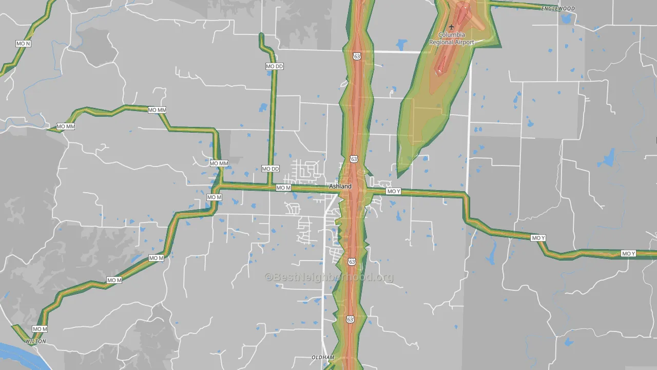 65010, MO Map of Noise Levels in 65010