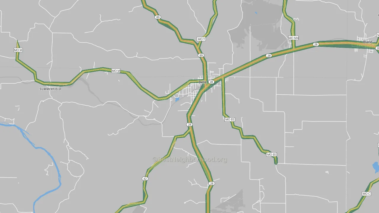 65013, MO Map of Noise Levels in 65013