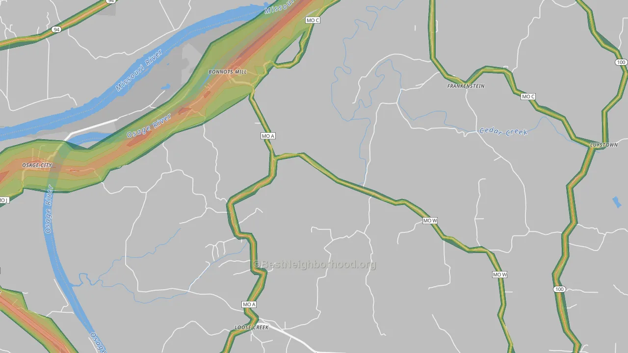 65016, MO Map of Noise Levels in 65016