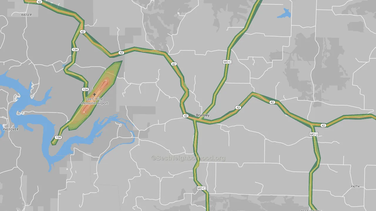 65017, MO Map of Noise Levels in 65017