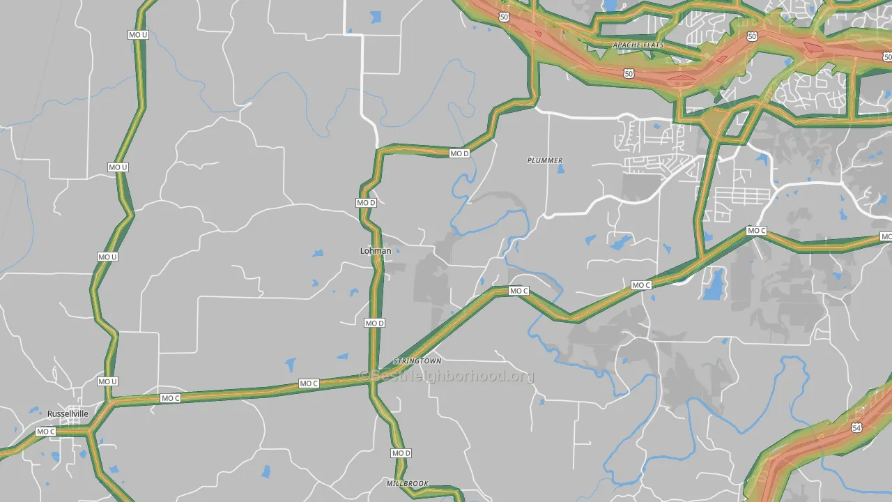 65053, MO Map of Noise Levels in 65053