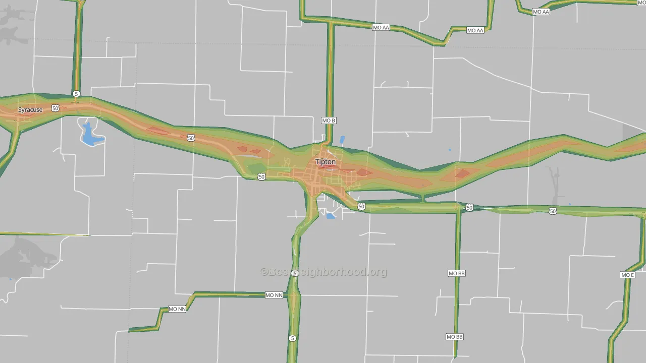 65081, MO Map of Noise Levels in 65081