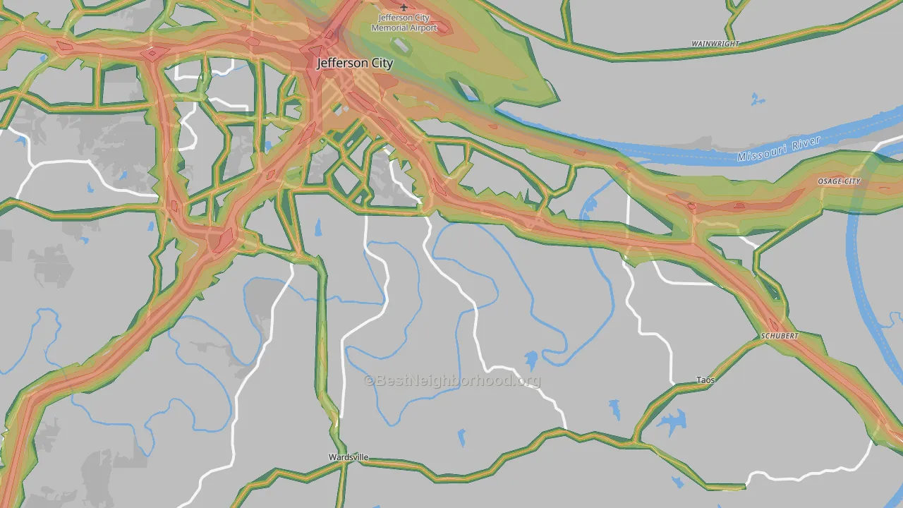 65101, MO Map of Noise Levels in 65101