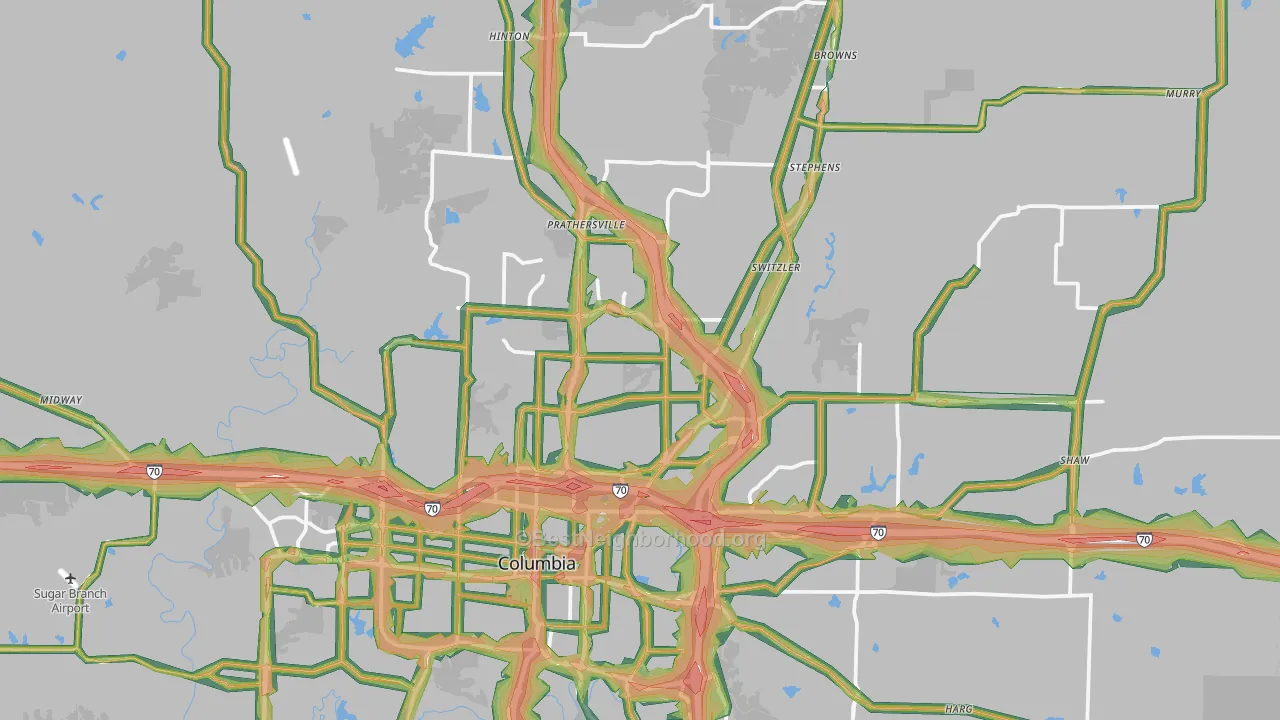 65202, MO Map of Noise Levels in 65202