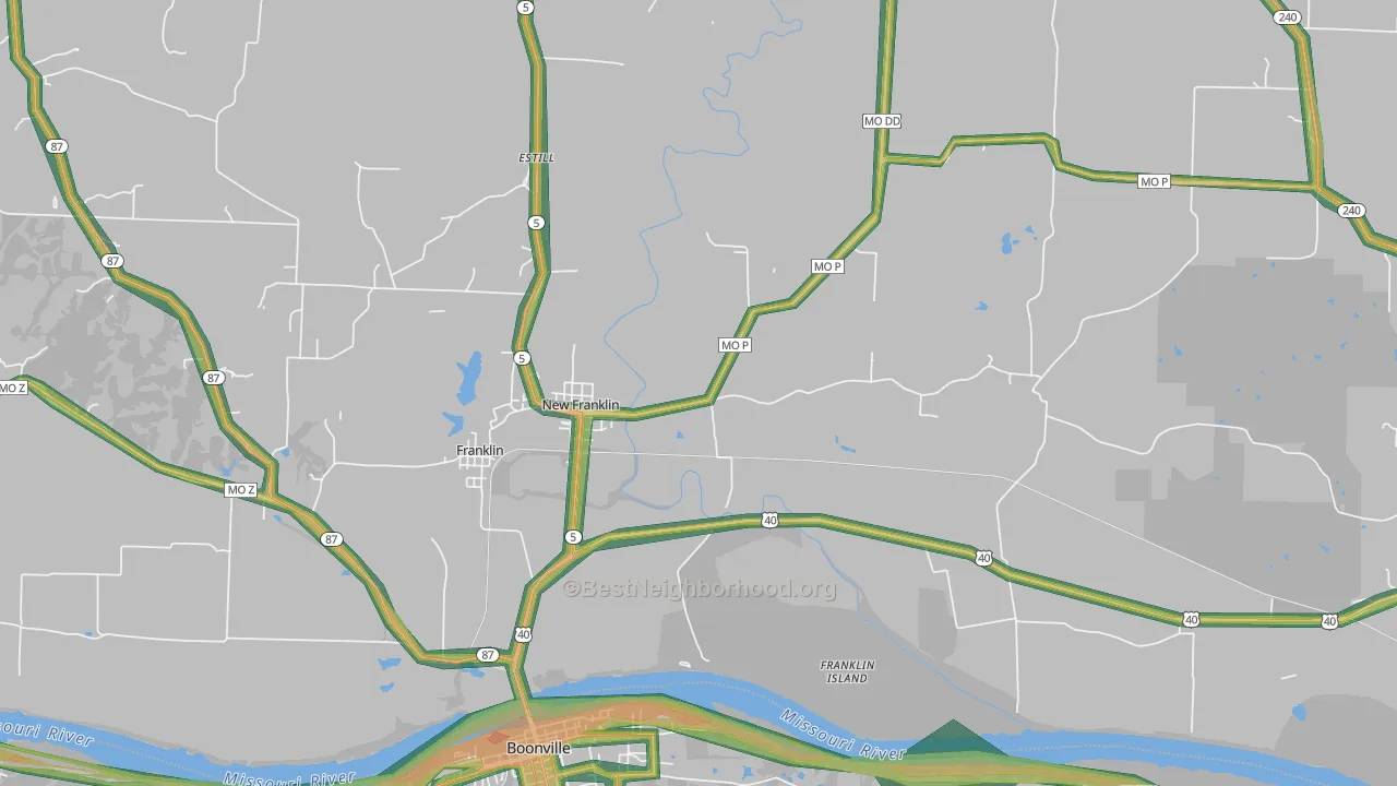 65274, MO Map of Noise Levels in 65274