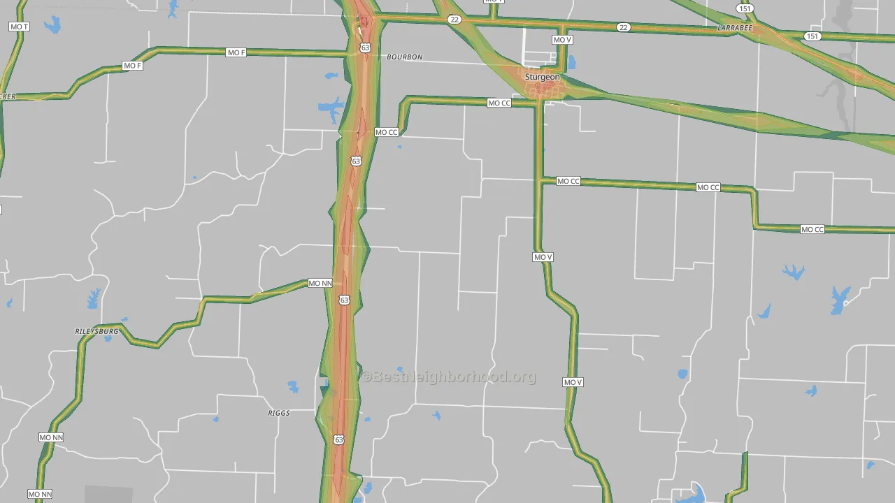 65284, MO Map of Noise Levels in 65284