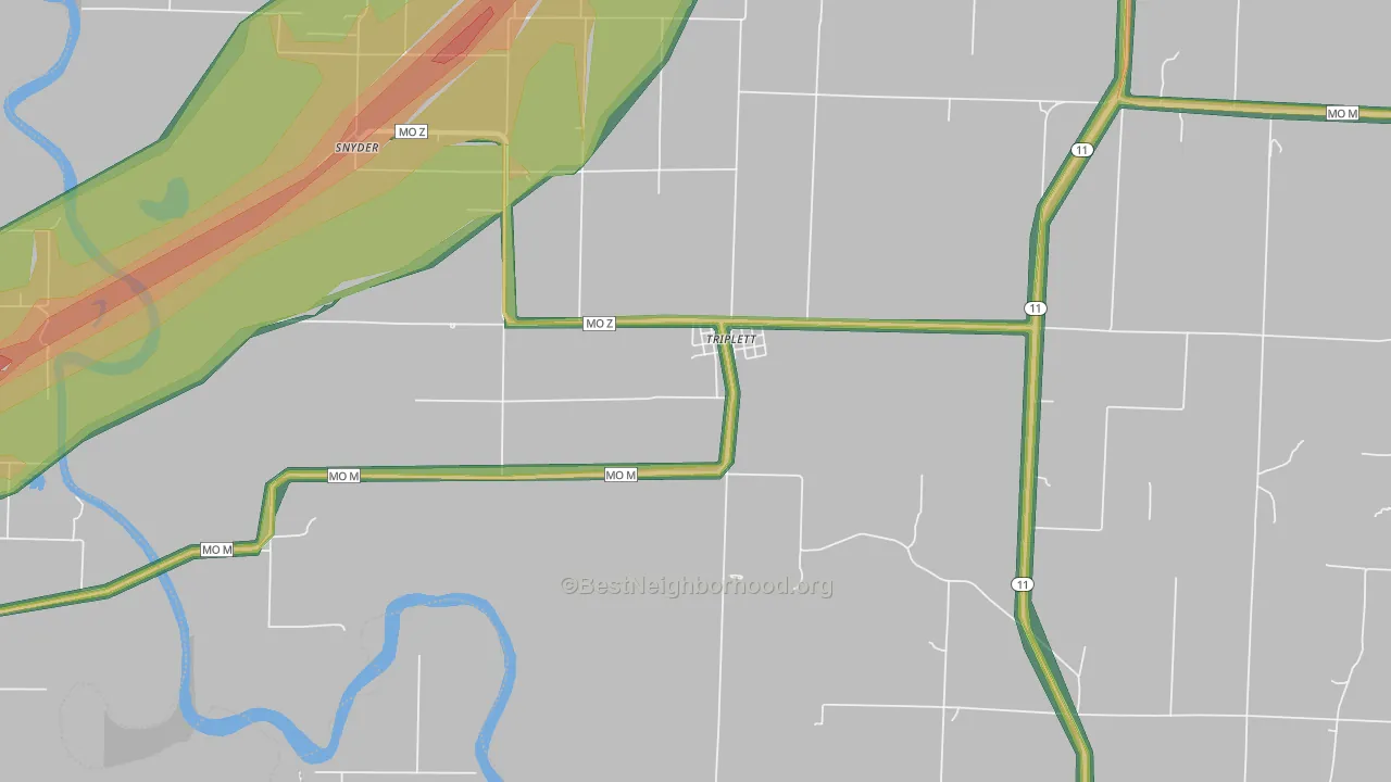 65286, MO Map of Noise Levels in 65286