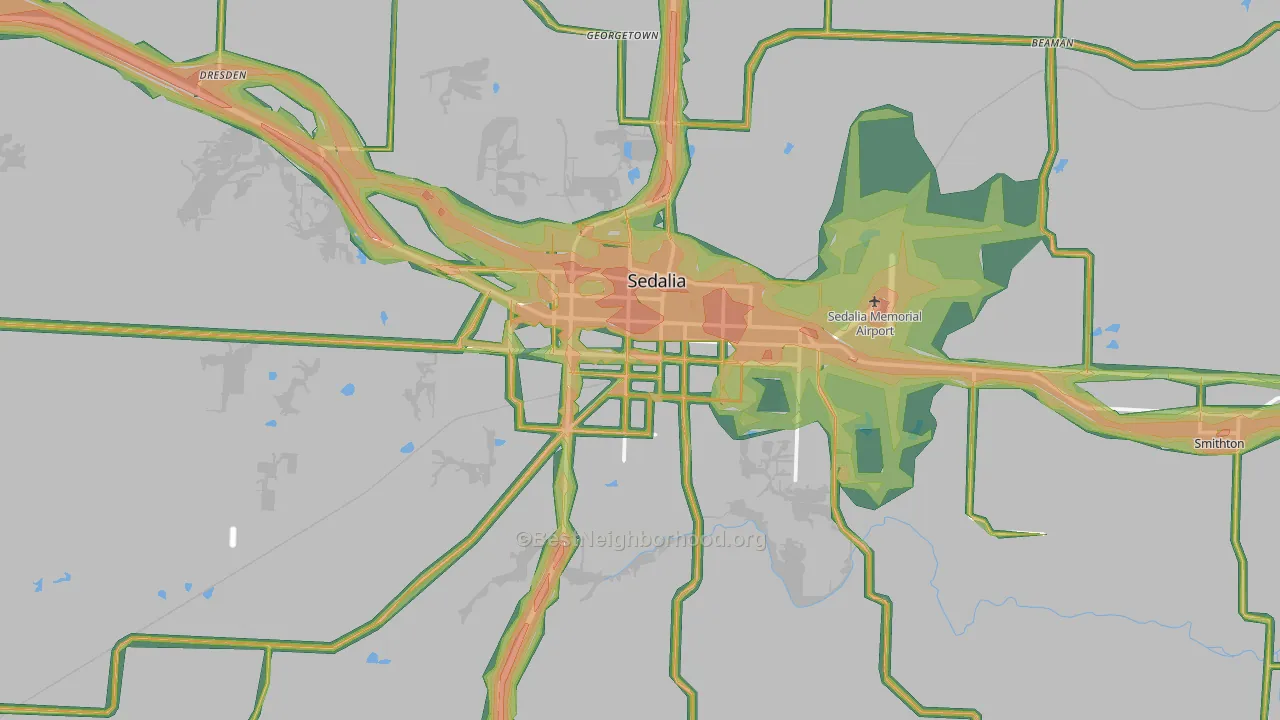 65301, MO Map of Noise Levels in 65301