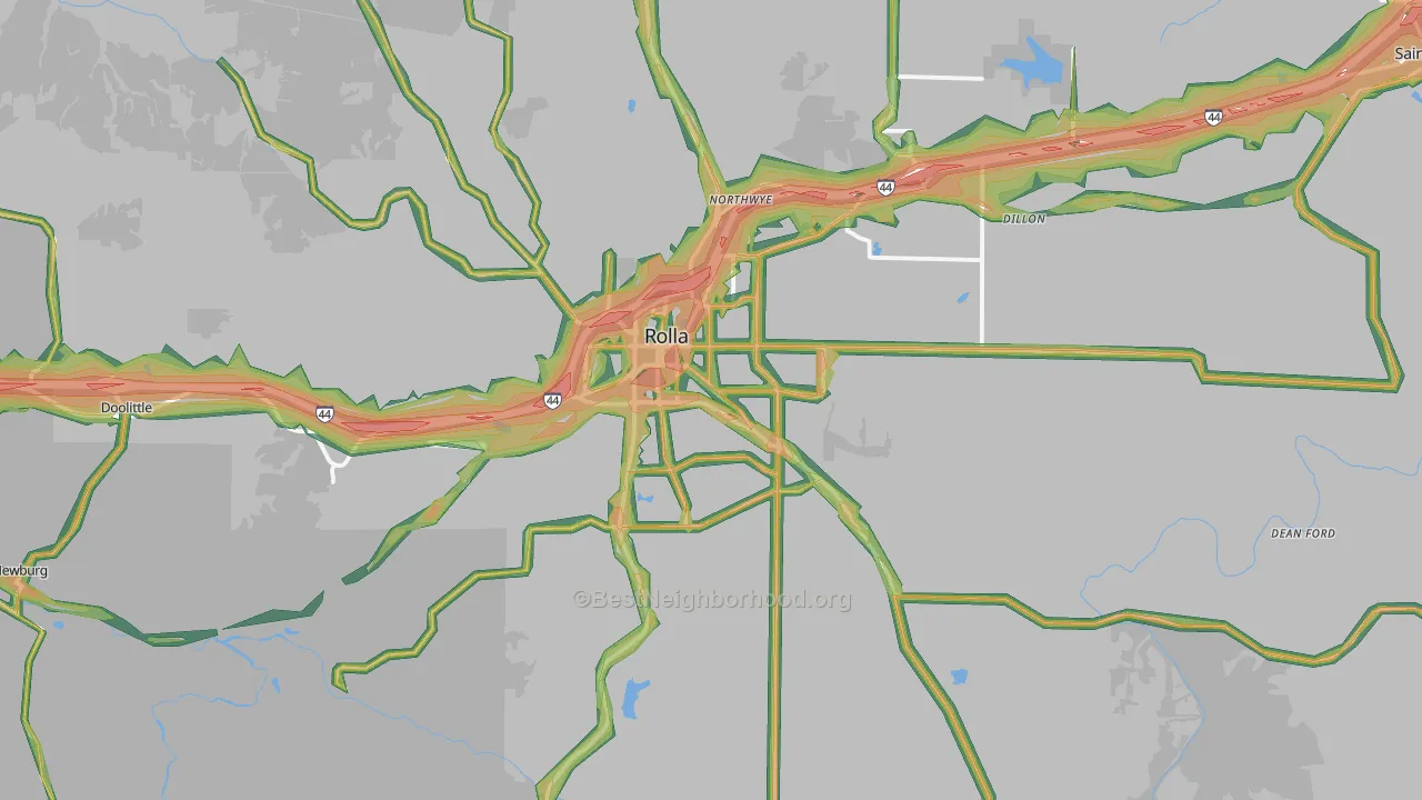 65401, MO Map of Noise Levels in 65401