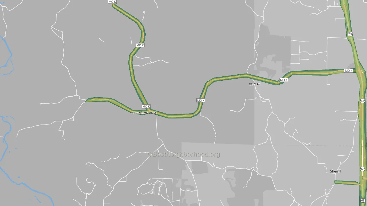 65436, MO Map of Noise Levels in 65436