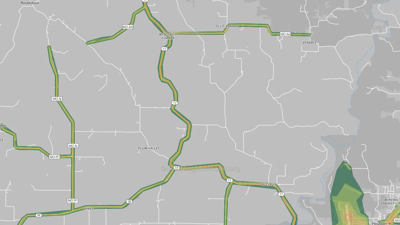 65444, MO Map of Noise Levels in 65444