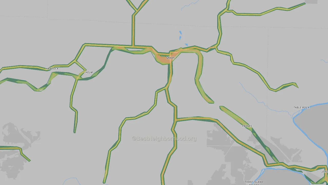 65459, MO Map of Noise Levels in 65459