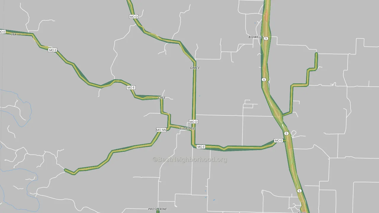 65463, MO Map of Noise Levels in 65463